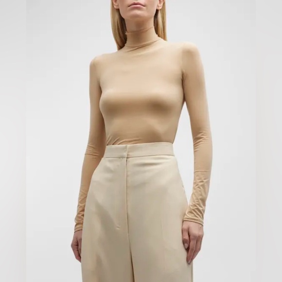 The Row Tops - THE ROW Rudd Turtleneck Long Sleeve Women's Top With Sheer Arms Size L